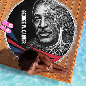 George Washington Carver Beach Blanket with Tree Portrait Illustration, Nature Is the Greatest Teacher Quote - African Pride