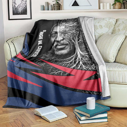 George Washington Carver Blanket with Tree Portrait Illustration, Nature Is the Greatest Teacher Quote - African Pride