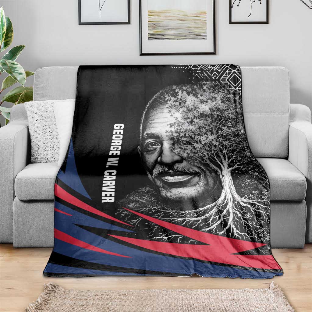 George Washington Carver Blanket with Tree Portrait Illustration, Nature Is the Greatest Teacher Quote - African Pride
