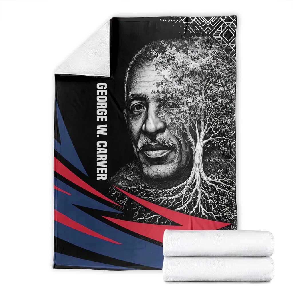 George Washington Carver Blanket with Tree Portrait Illustration, Nature Is the Greatest Teacher Quote - African Pride