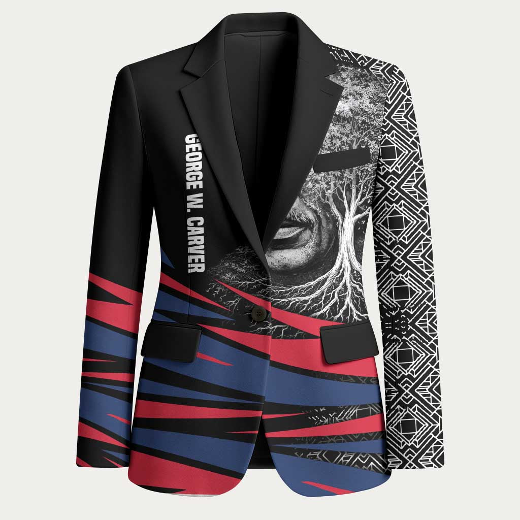 George Washington Carver Blazer with Tree Portrait Illustration, Nature Is the Greatest Teacher Quote - African Pride