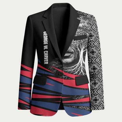 George Washington Carver Blazer with Tree Portrait Illustration, Nature Is the Greatest Teacher Quote - African Pride