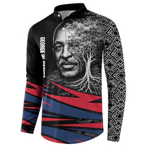 George Washington Carver Button Sweatshirt with Tree Portrait Illustration, Nature Is the Greatest Teacher Quote