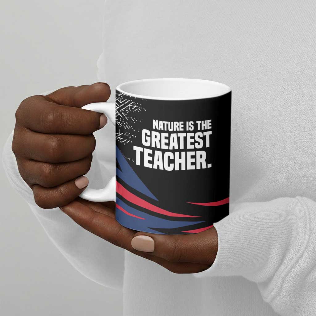 George Washington Carver Ceramic Mug with Tree Portrait Illustration, Nature Is the Greatest Teacher Quote - African Pride