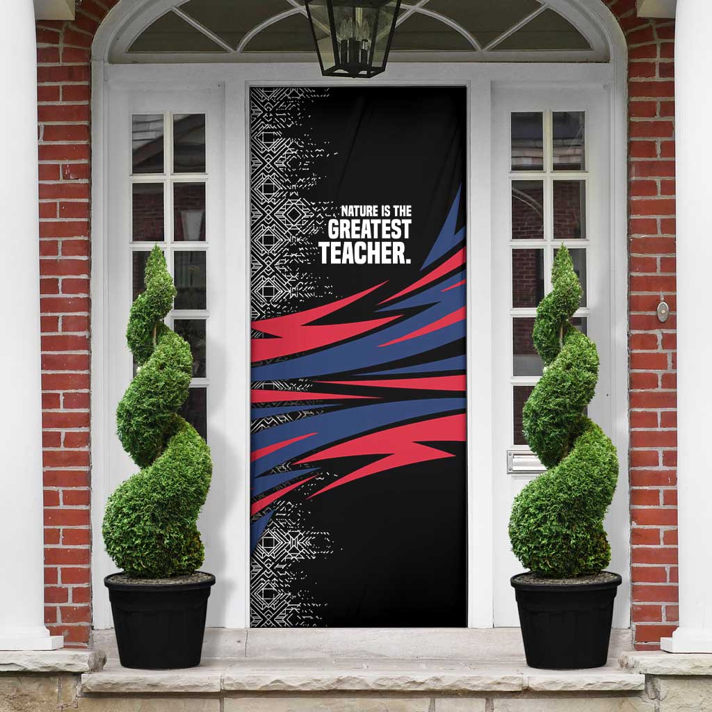 George Washington Carver Door Cover with Tree Portrait Illustration, Nature Is the Greatest Teacher Quote - African Pride