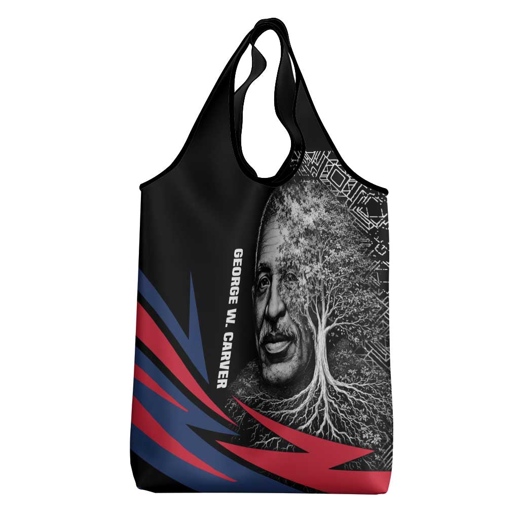 George Washington Carver Grocery Bag with Tree Portrait Illustration, Nature Is the Greatest Teacher Quote - African Pride