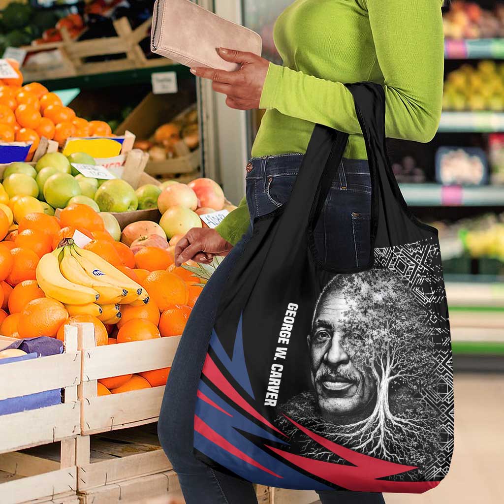 George Washington Carver Grocery Bag with Tree Portrait Illustration, Nature Is the Greatest Teacher Quote - African Pride