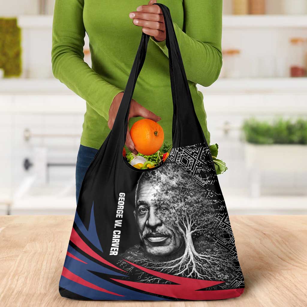 George Washington Carver Grocery Bag with Tree Portrait Illustration, Nature Is the Greatest Teacher Quote - African Pride