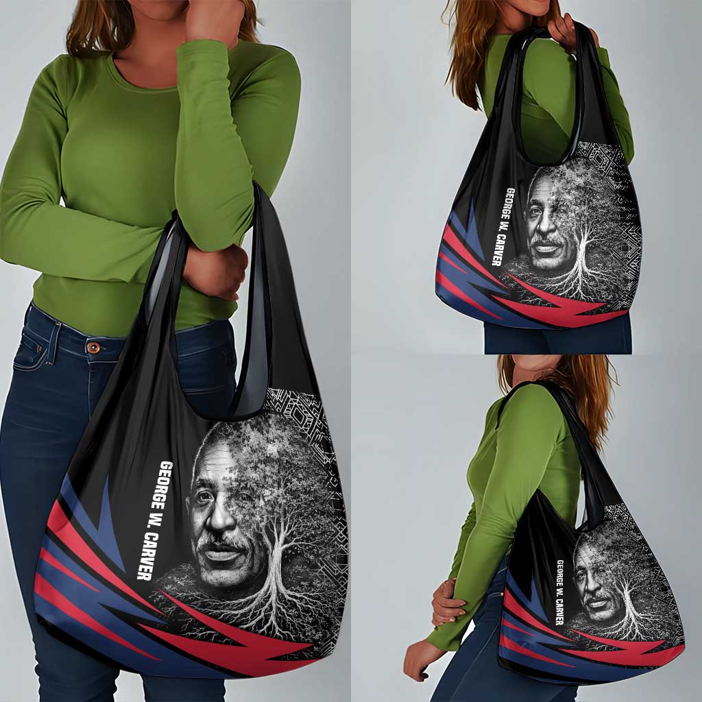 George Washington Carver Grocery Bag with Tree Portrait Illustration, Nature Is the Greatest Teacher Quote - African Pride