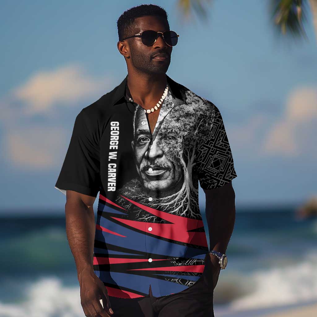 George Washington Carver Hawaiian Shirt with Tree Portrait Illustration, Nature Is the Greatest Teacher Quote - African Pride