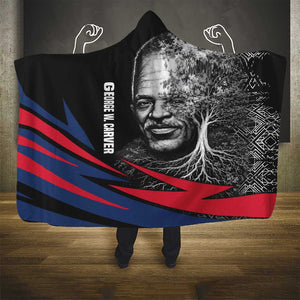 George Washington Carver Hooded Blanket with Tree Portrait Illustration, Nature Is the Greatest Teacher Quote - African Pride