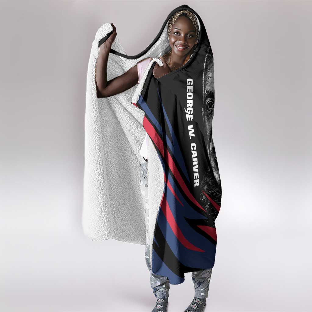 George Washington Carver Hooded Blanket with Tree Portrait Illustration, Nature Is the Greatest Teacher Quote - African Pride