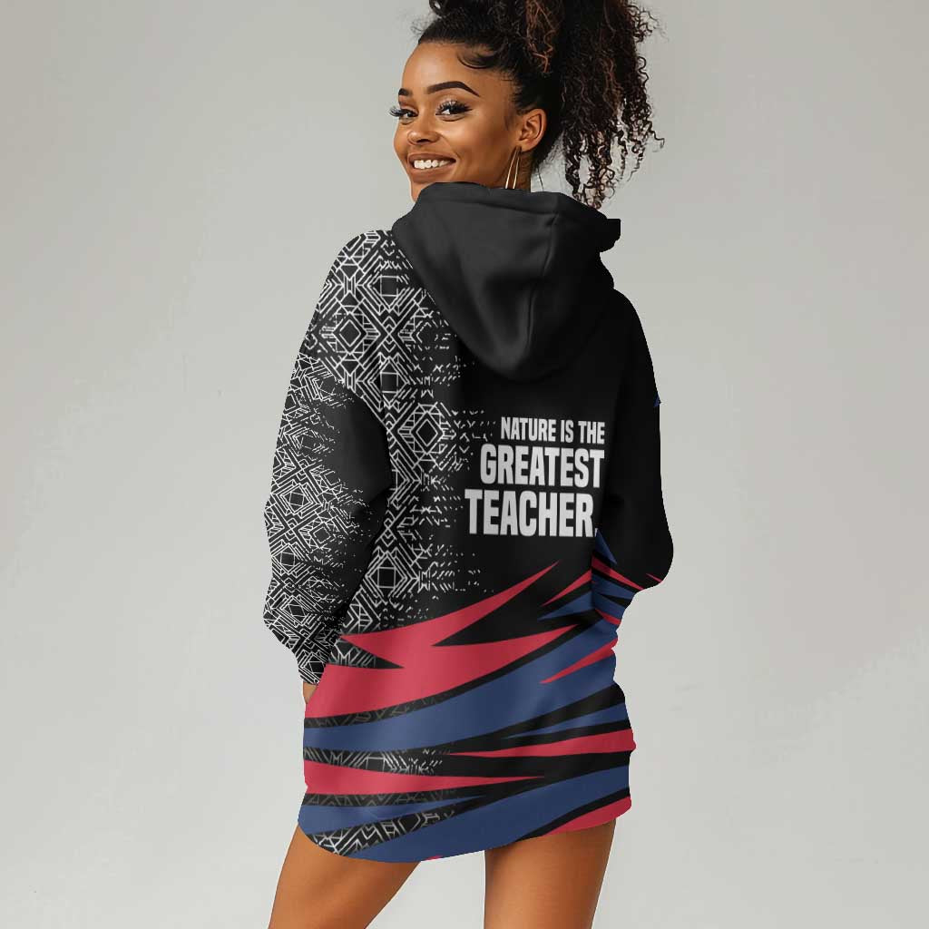 George Washington Carver Hoodie Dress with Tree Portrait Illustration, Nature Is the Greatest Teacher Quote - African Pride