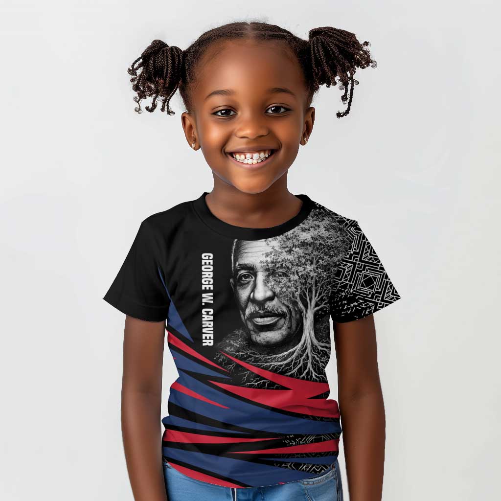 George Washington Carver Kid T shirt with Tree Portrait Illustration, Nature Is the Greatest Teacher Quote - African Pride