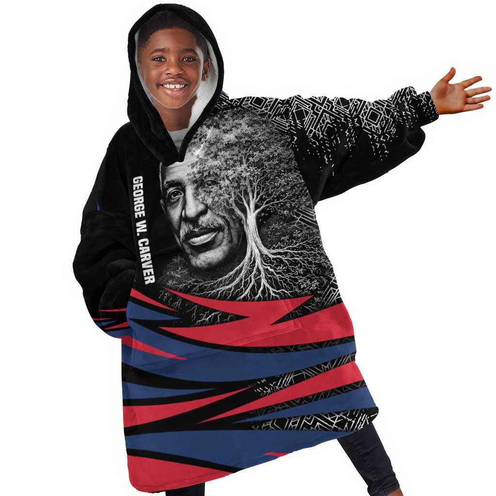 George Washington Carver Kid Wearable Blanket Hoodie with Tree Portrait Illustration, Nature Is the Greatest Teacher Quote - African Pride