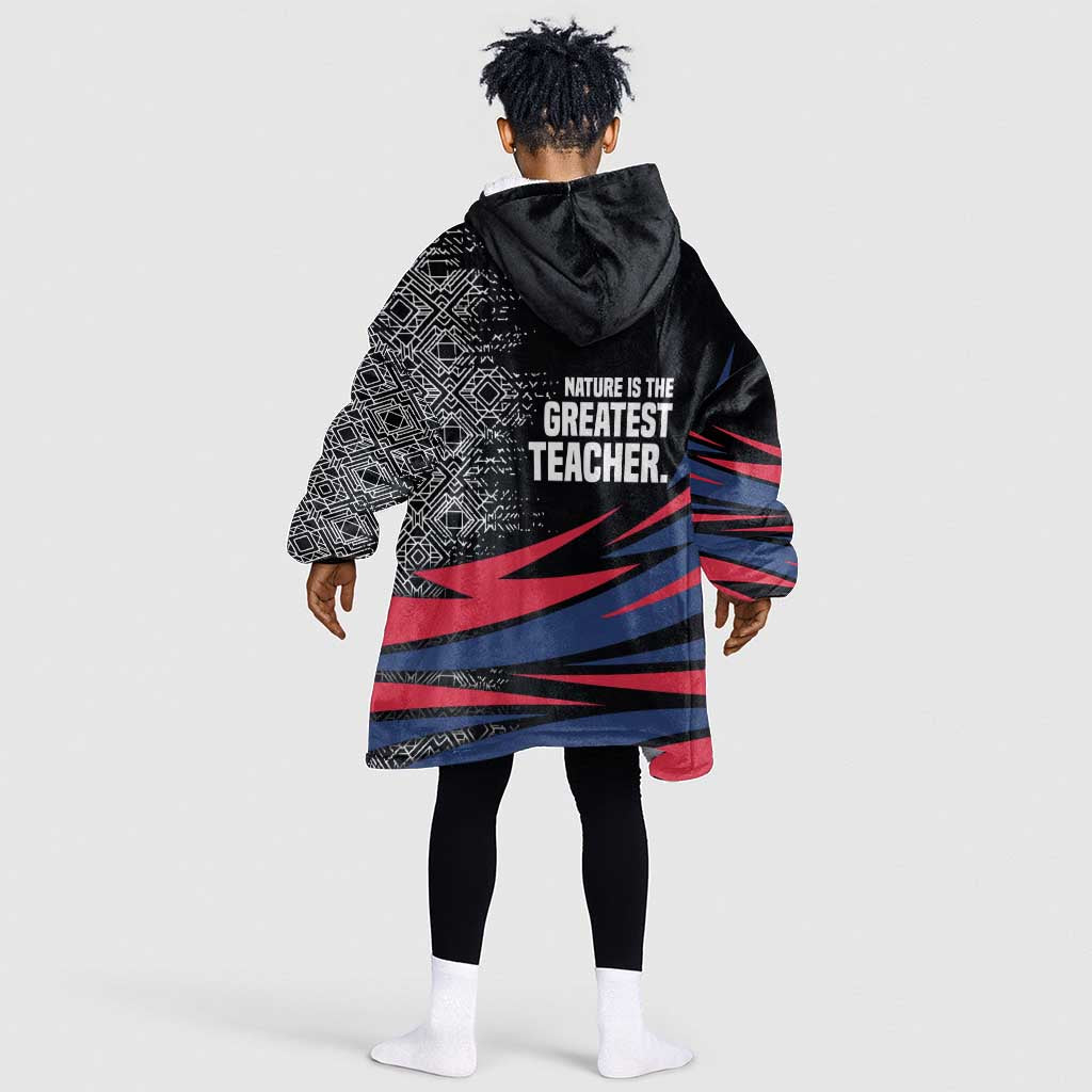George Washington Carver Kid Wearable Blanket Hoodie with Tree Portrait Illustration, Nature Is the Greatest Teacher Quote - African Pride