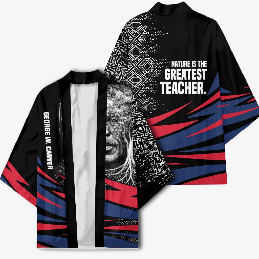 George Washington Carver Kimono with Tree Portrait Illustration, Nature Is the Greatest Teacher Quote - African Pride