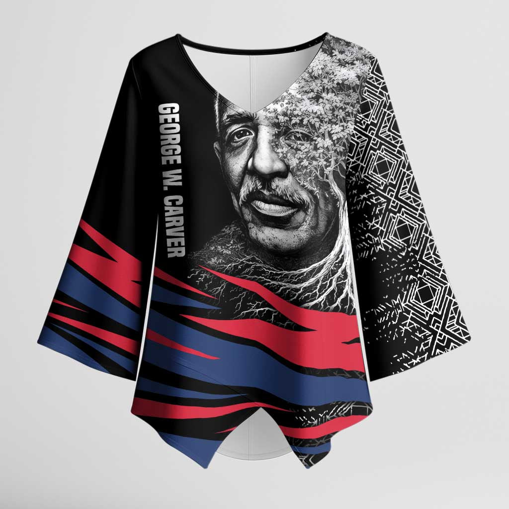 George Washington Carver Kimono Sleeve Blouse with Tree Portrait Illustration, Nature Is the Greatest Teacher Quote - African Pride
