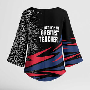 George Washington Carver Kimono Sleeve Blouse with Tree Portrait Illustration, Nature Is the Greatest Teacher Quote - African Pride