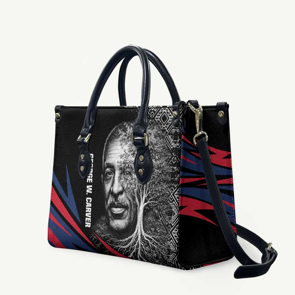 George Washington Carver Leather Bag with Tree Portrait Illustration, Nature Is the Greatest Teacher Quote - African Pride