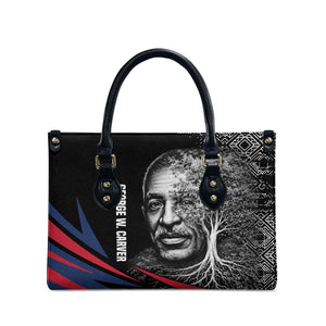 George Washington Carver Leather Bag with Tree Portrait Illustration, Nature Is the Greatest Teacher Quote - African Pride