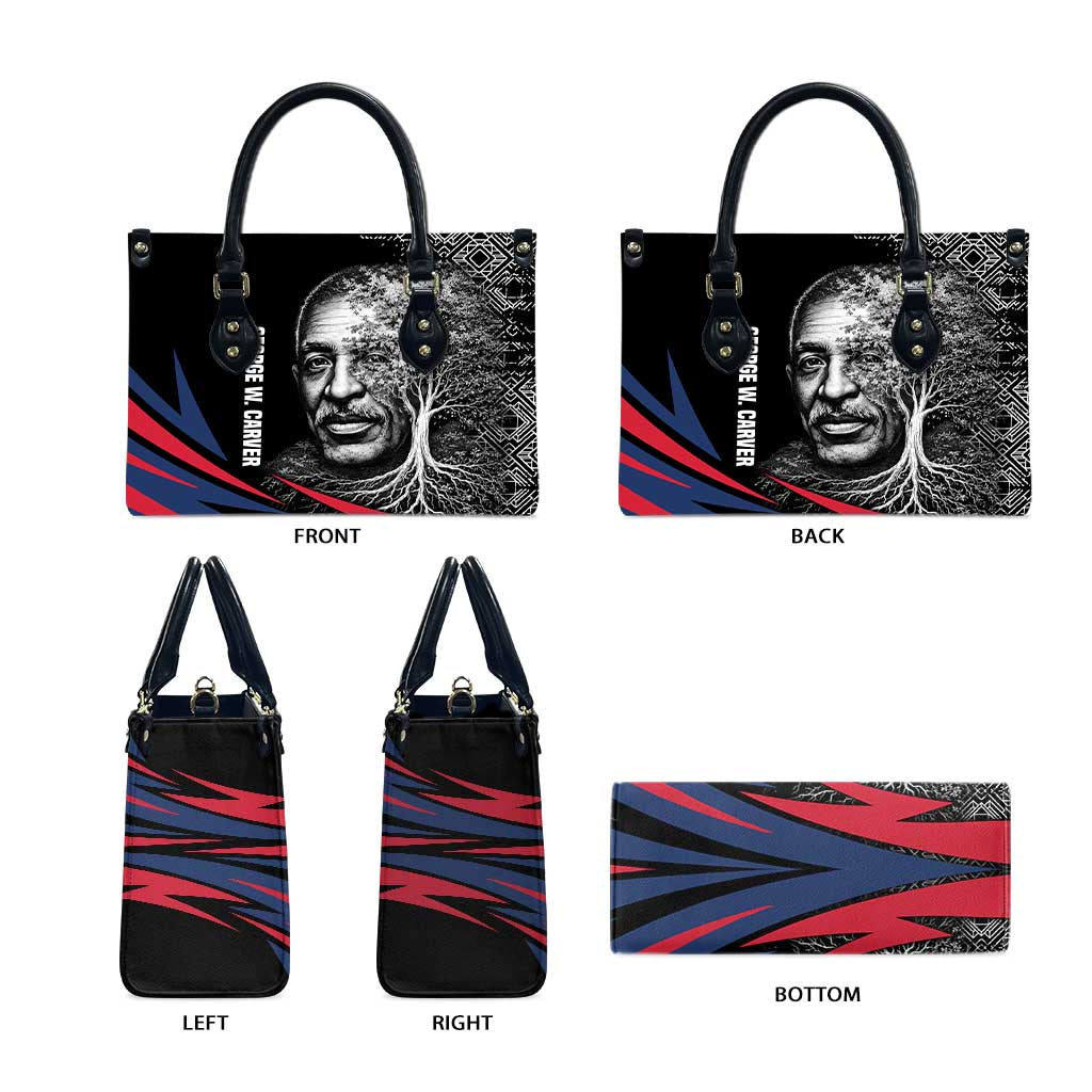 George Washington Carver Leather Bag with Tree Portrait Illustration, Nature Is the Greatest Teacher Quote - African Pride