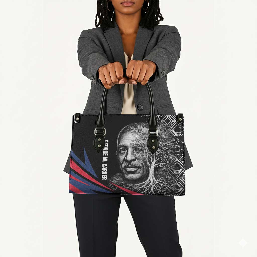 George Washington Carver Leather Bag with Tree Portrait Illustration, Nature Is the Greatest Teacher Quote - African Pride