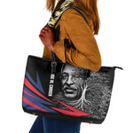 George Washington Carver Leather Tote Bag with Tree Portrait Illustration, Nature Is the Greatest Teacher Quote - African Pride