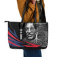 George Washington Carver Leather Tote Bag with Tree Portrait Illustration, Nature Is the Greatest Teacher Quote - African Pride