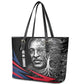 George Washington Carver Leather Tote Bag with Tree Portrait Illustration, Nature Is the Greatest Teacher Quote - African Pride