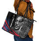 George Washington Carver Leather Tote Bag with Tree Portrait Illustration, Nature Is the Greatest Teacher Quote - African Pride