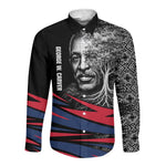 George Washington Carver Long Sleeve Button Shirt with Tree Portrait Illustration, Nature Is the Greatest Teacher Quote - African Pride