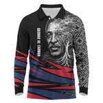 George Washington Carver Long Sleeve Polo Shirt with Tree Portrait Illustration, Nature Is the Greatest Teacher Quote - African Pride