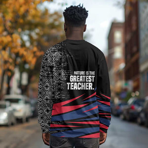 George Washington Carver Long Sleeve Shirt with Tree Portrait Illustration, Nature Is the Greatest Teacher Quote - African Pride