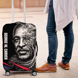 George Washington Carver Luggage Cover with Tree Portrait Illustration, Nature Is the Greatest Teacher Quote - African Pride