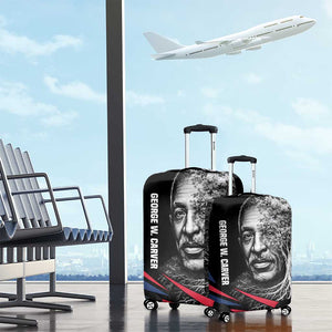 George Washington Carver Luggage Cover with Tree Portrait Illustration, Nature Is the Greatest Teacher Quote - African Pride