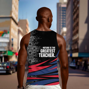 George Washington Carver Men Tank Top with Tree Portrait Illustration, Nature Is the Greatest Teacher Quote - African Pride