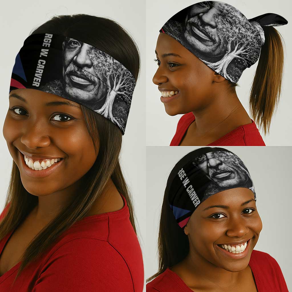 George Washington Carver Neck Gaiter with Tree Portrait Illustration, Nature Is the Greatest Teacher Quote - African Pride