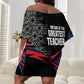 George Washington Carver Off Shoulder Short Dress with Tree Portrait Illustration, Nature Is the Greatest Teacher Quote - African Pride