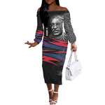 George Washington Carver Off The Shoulder Long Sleeve Dress with Tree Portrait Illustration, Nature Is the Greatest Teacher Quote - African Pride