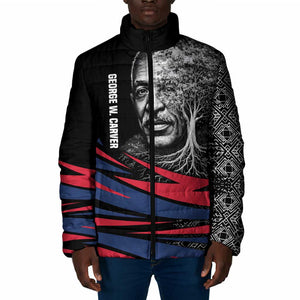 George Washington Carver Padded Jacket with Tree Portrait Illustration, Nature Is the Greatest Teacher Quote - African Pride