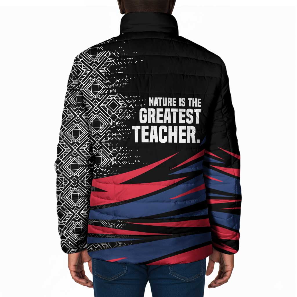 George Washington Carver Padded Jacket with Tree Portrait Illustration, Nature Is the Greatest Teacher Quote - African Pride