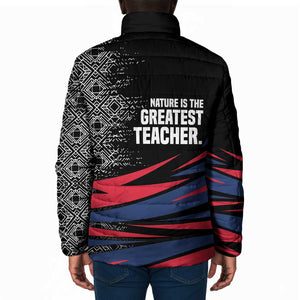 George Washington Carver Padded Jacket with Tree Portrait Illustration, Nature Is the Greatest Teacher Quote - African Pride
