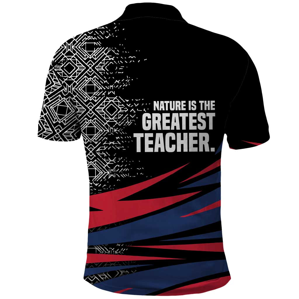 George Washington Carver Polo Shirt with Tree Portrait Illustration, Nature Is the Greatest Teacher Quote - African Pride