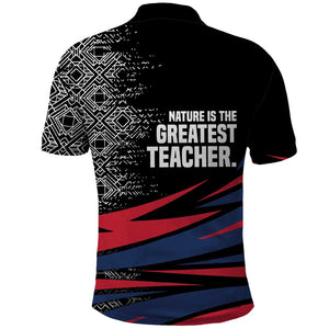 George Washington Carver Polo Shirt with Tree Portrait Illustration, Nature Is the Greatest Teacher Quote - African Pride