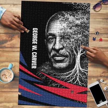 George Washington Carver Puzzle with Tree Portrait Illustration, Nature Is the Greatest Teacher Quote - African Pride