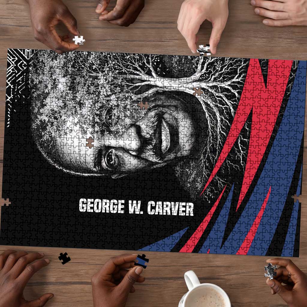 George Washington Carver Puzzle with Tree Portrait Illustration, Nature Is the Greatest Teacher Quote - African Pride