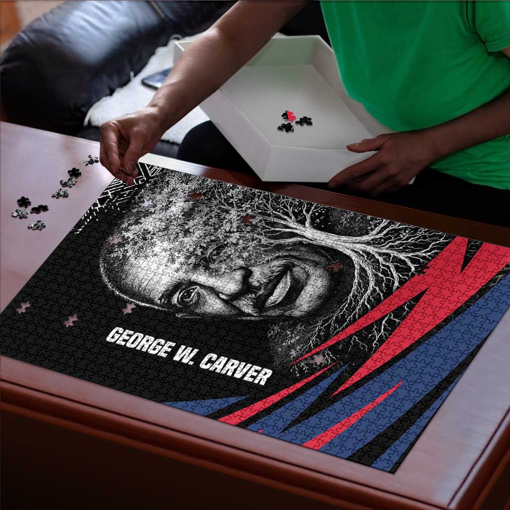 George Washington Carver Puzzle with Tree Portrait Illustration, Nature Is the Greatest Teacher Quote - African Pride
