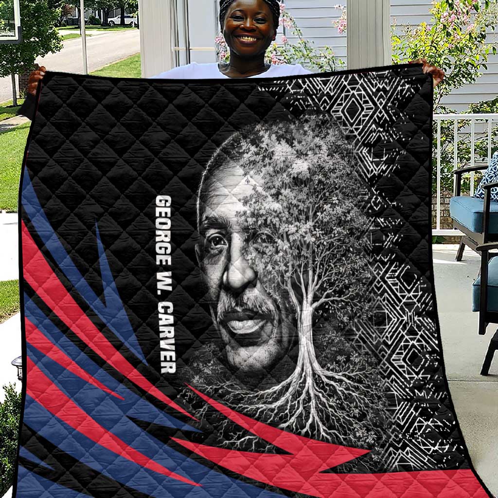 George Washington Carver Quilt with Tree Portrait Illustration, Nature Is the Greatest Teacher Quote - African Pride