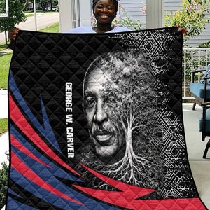 George Washington Carver Quilt with Tree Portrait Illustration, Nature Is the Greatest Teacher Quote - African Pride